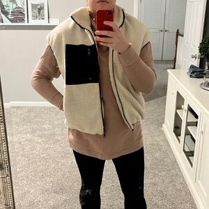 Vici Cream and Black Sherpa Vest